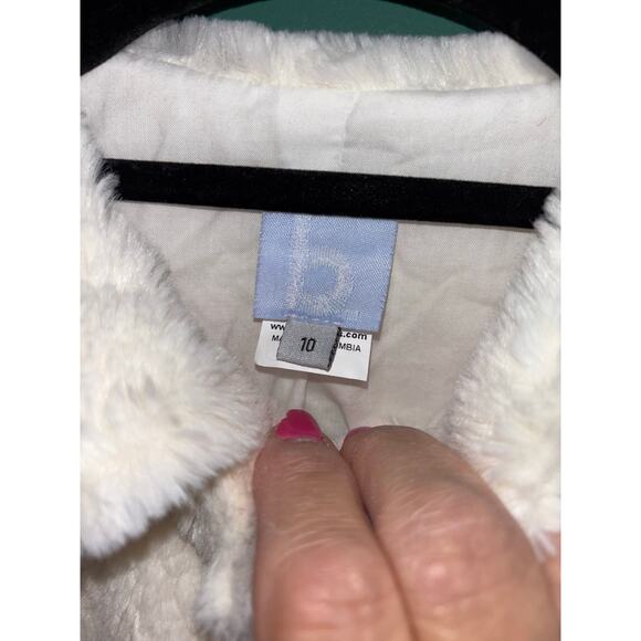 Bella Bliss size 10 Scalloped Collar Gretchen Coat Ivory Faux Fur - Picture 6 of 9